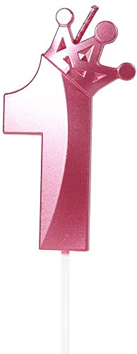 Yiran Geburtstagskerze Zahlen 1, 8cm Rosa Geburtstagskerzen mit Krone, Kerze Geburtstag, Geburtstag Kerze, Tortendeko Geburtstag, Kuchendeko Geburtstag, Geburtstagskerzen für Geburtstagsdeko, Nummer 1