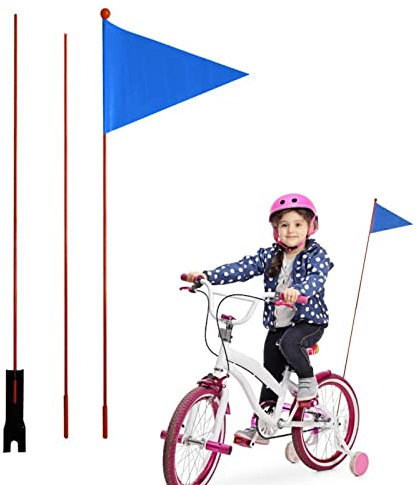 Fahrradfahne, Fahrrad Wimpel, Sicherheitswimpel Kinderfahrrad Mit Fiberglasstange, Fahrradanhänger Mit Stab Reflektierend Wimpelstange, Zusätzliche Kennzeichnung Fahrräder Oder Mobilitätsrollstühle