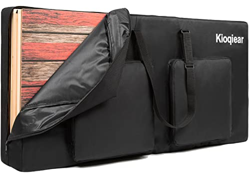 Kioqiear Gepolsterte Cornhole Tragetasche für 1,2 x 6,1 m große Boards, robuste Cornhole Board-Tasche mit zusätzlichen Taschen und verstellbarem Schultergurt. (Schwarz)