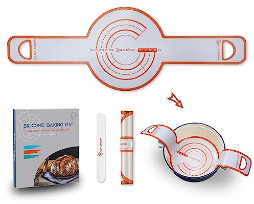GUY DREAM Premium Silikon Brotschlinge - Hochleistungs-Silikon-Backmatte für Dutch Oven - Sauerteig Brot Backen Dutch Oven Liner & 1 Aufbewahrungsband