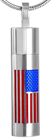 ZEZILE Edelstahl USA Flagge Dog Tag Einäscherungsanhänger Urne Asche Mensch