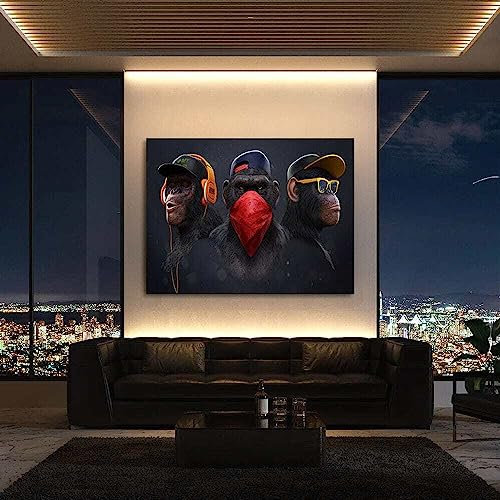 Blue Booms Three Wise Swag Cool Monkeys - 3 Weise Affen Nicht Sehen. Hören. Sprechen Poster 120x80 Ohne Rahmen