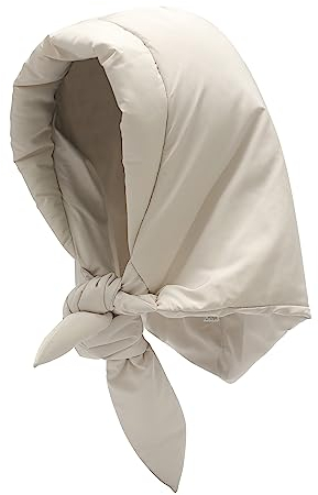 ZLYC Damen Winter Sturmhauben Stricken Winddicht Daunen Beanie Mütze(Einfarbig Creme-Weiß)