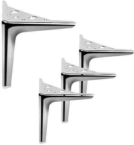 MZZHEDIE 4 Metall Dreieck Möbel Beine,Metall Möbelfüße,DIY Ersatz Füße,Moderne Möbel Sofa Beine,für Kommode Couchtisch Kleiderschränke Badezimmerschrank Ersatzbeinstützfüße,Silber (12cm/4.7in)