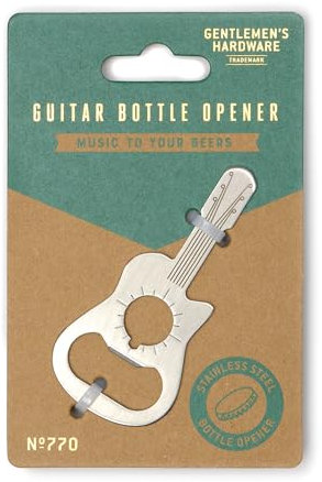Gentlemen's Hardware Guitar Shaped Beer Bottle Opener Multi-Tool, 87mm, Stainless Steel