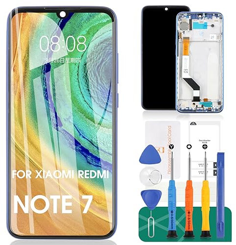 Para Xiaomi Redmi Note 7 Pantalla LCD para Xiaomi Redmi Note 7 Pro Pantalla de repuesto para Redmi Note 7/Note 7 Pro Touch Digitizer con marco (azul)