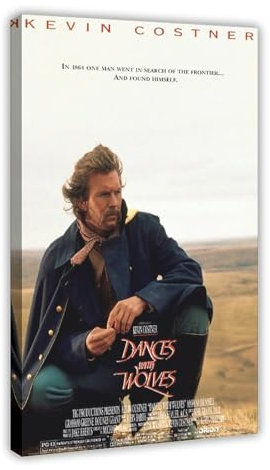 EYEZER Filmposter Dance with Wolves Kevin Costner, Leinwand-Poster, Wandkunst, Dekor, Bild, Gemälde für Wohnzimmer, Schlafzimmer, Dekoration, Rahmen-Stil, 20 x 30 cm