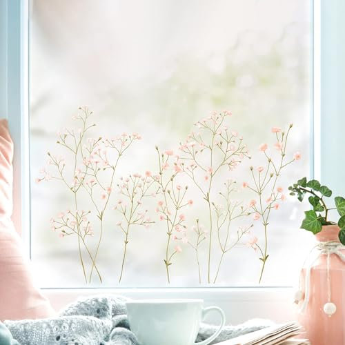 Wandtattoo Loft Fensterbilder Frühling mit Gysophila Blumen Motiv – A4 Bogen, Wiederverwendbar – Frühlingsdeko Fenster, Frühlingsbild Fenster, Fensterdeko Frühling, Fensterfolie Frühling Selbstklebend