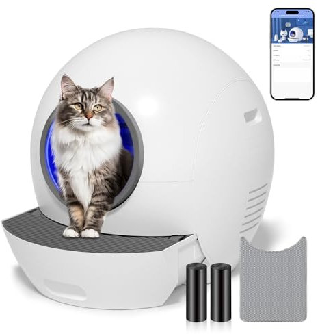 ELS PET Katzenstreu, selbstreinigend, 2024, neu, Upgrade, Katzentoilette, selbstreinigend, mit App-Steuerung, 60 l, extra großes Fassungsvermögen, geschlossen, selbstreinigend, für mehrere Katzen