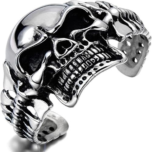 BISONBLUE Armbänder Armband Armreif Herren Damen Großer Totenkopf-Armreif Für Herren, Modisches Gothic-Armband, Biker-Mode-Geschenk