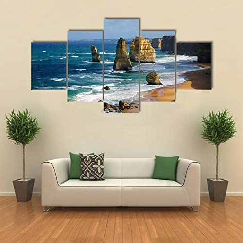 5-Teiliges Wandbild, Riff Strandlandschaft Kunstdruck Auf Leinwand 5 Aufeinanderfolgende Gemälde Hd Poster Kunst Wanddekoration Moderne Dekoration F