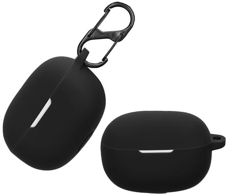 kwmobile Custodia Silicone Cuffie Compatibile con Xiaomi Redmi Buds 5 Pro Cover - Custodia Porta Auricolari con Moschettone - Case nero
