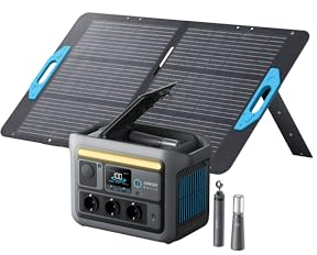 Anker SOLIX C800 Plus Station électrique Portable et Panneau Solaire 100 W, générateur Solaire 1 200 W (1 600 W Max.) et Lampes de Camping, Recharge 58 Min, Batterie LiFePO4 768 Wh, Voyage et Maison