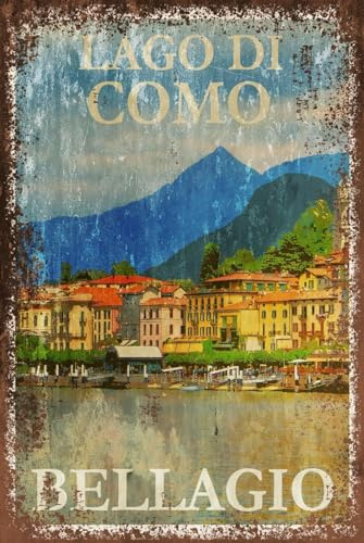 Comer See - Bellagio - Vintage Tourismus Poster - Kühlschrankmagnet 9 x 6 cm