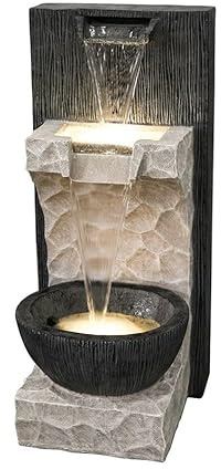 Primrose 2 Tier Basin Fall Cascade Water Feature with Lights 82cm