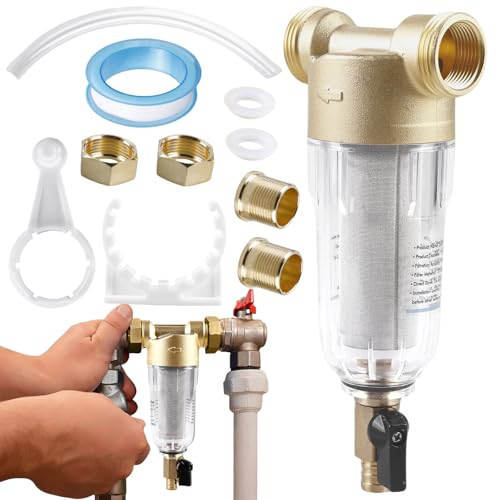 WIYETY Wasserfilter Wiederverwendbare 1 Zoll, Wasserhahn Wasserfilter Wasser, Wasserhahn Ersatzfilter zur Trinkwasser, Spin Down Sediment Wasserfilter, Ausspülbarer Feinfilter (3/4 Male Thread)