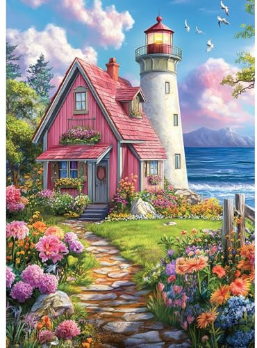 CEOVR Peinture Diamant Adulte Paysage 5D Diamond Painting Complet,Mouette et Fleurs Painting Diamant,Phare et Maison Diamant Kit Adulte,Diamond Painting Adulte 30x40 cm