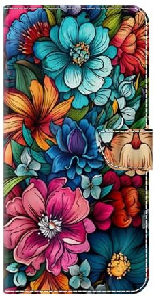 Flip Case for Samsung Galaxy A20e Wallet Cover Shockproof PU Leather Folio Shell 2 Card Slots Slim Fit Bumper Silicone Magnetic Stand Cover Gothic Prints Style for Samsung Galaxy A20e,Flowers