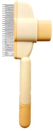 osiuujkw Katzenflohkamm mit Silikonschrubber für effektive Fellpflege. Doppelseitige Katzenpflegebürste zum Schuppen von ABS Katzenshampoo, Gelb