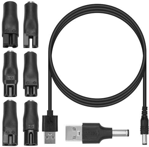 7PCS 5V USB Chargeur de Rasoir Câble Universel,Câble Universel pour Différentes Marques de Rasoir Kit de Chargeur,Purificateurs, Lampes de Table et Autres Cordons