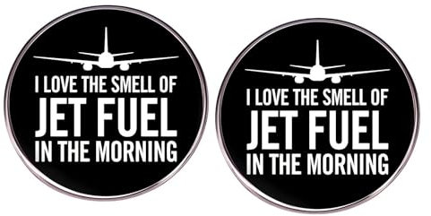 2 runde Anstecknadeln im Pilotflugzeug, I Love The Smell Of Jet Fuel In The Morning, Emaille-Anstecker, Metalllegierung, Abzeichen für Piloten-Flugzeugliebhaber, Kleidung, Rucksack, Hut, Zubehör,