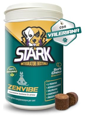 STARK Zenvibe - Calmante per Cani. Rilassamento Naturale Valeriana, Camomilla, L-Triptofano e tè Verde per Gestione di Stress, Ansia, Agitazione Cane 60 Bocconcini 180gr