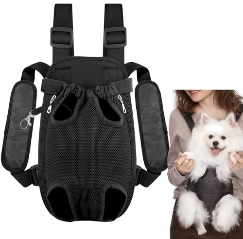 Hunderucksack, Verstellbarer Haustierrucksack, Haustier-Front-Hunderucksack, einfach anzubringen für Wanderungen und Reisen für kleine und mittelgroße Hunde (Schwarz-XL)