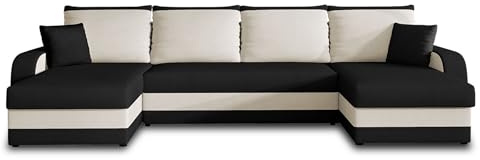 Bestmobilier Valos - canapé panoramique en U - 7 Places - Convertible avec Coffre - en Velours
