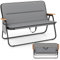 COSTWAY Silla Playa Plegable de 2 Plazas, 111 x 57 x 71 cm, Cojín Desmontable, Bolsillo Lateral, Reposabrazos, Silla Plegable Camping, Carga 300kg, Silla Portátil Jardin Terraza Balcon Exterior