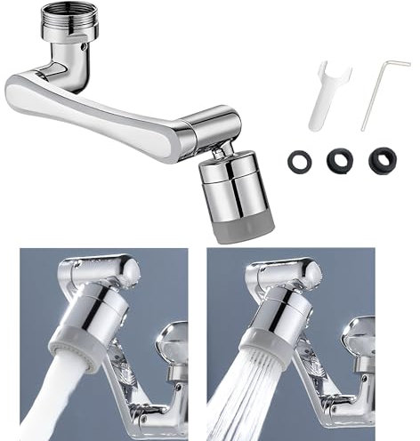 XSQD 1080° Rotating Robotic Arm Faucet Extender, Foldable Splash Proof Faucet, 360° Rotating Water Outlet, 2 Modes Water Outlet Kitchen Aerators Extension, Tap Attachment Sink Kitchen
