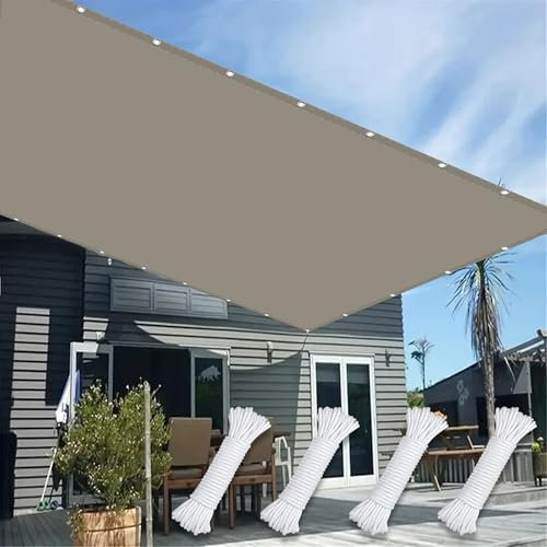 Sonnenschutz Markise 1 x 3.6 m Wetterschutz Sonnenschutz Outdoor Schattiernetz mit Ösen Sonnensegel mit Spannseilen mit Ösen für Garten Terrasse Balkon Schwimmbad, Taupe