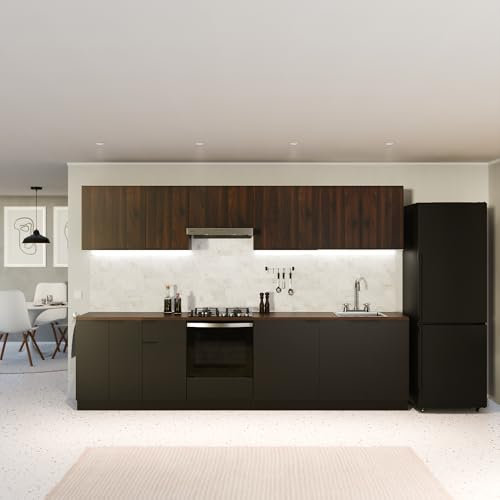 Blumfeldt Mobile Cucina - Mobile Lavastoviglie con Piano MDF 30mm, Superficie in Melamina Facile da Pulire, Design Moderno, Legno Sostenibile, Nero Noce