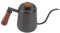 Verser sur la Bouilloire, Cafetière de Camping avec Poignée en Bois à Manche en Acier Inoxydable à Main du café Percolateur pour le Lait café (Noir 350ml)