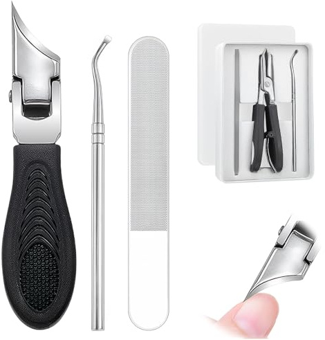 Arvoni 3 Piece Ingrown Toenail Clippers, Set Eagle Beak Nail Clippers for Thick Nails, with Single-Headed Nail Remover and Nail Brightening File, for Hard Nails, for Elderly Men Women