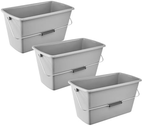 keeeper Bent 3X Putzeimer mit ergonomischem Griff, Griffmulde und Ausguss, 13 l, Nordic Grey