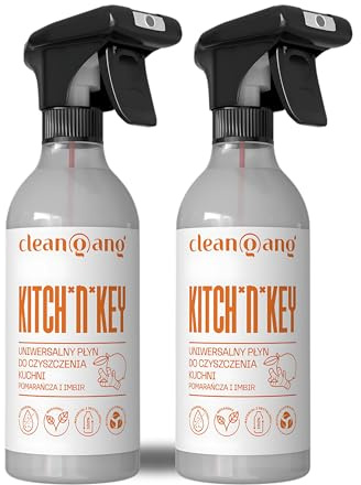 Kitch'n'Key Küchenreiniger Universal, 2x 500 ml, Orangen-Ingwer-Duft, vegan | vegan, mikroplastikfrei, 100% biologisch abbaubar, für alle Küchenoberflächen, Nachfüllflasche ohne Sprühkopf
