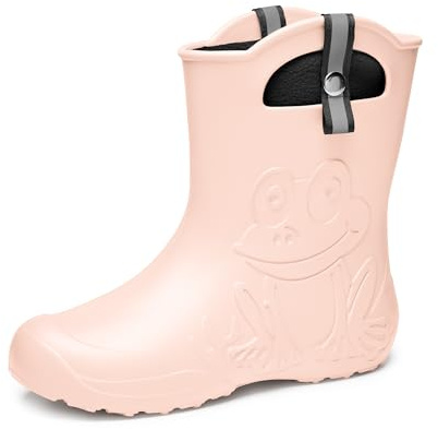 Ladeheid EVA Gummistiefel Damen warm gefüttert durch herausnehmbaren Innenschuh leichte wasserdichte Regenstiefel Griffe zum Anziehen rutschfeste Sohle LA-CA-23