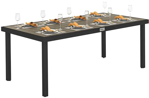 Outsunny Tavolo da Giardino con Piano Effetto Legno 190x90 cm Marrone