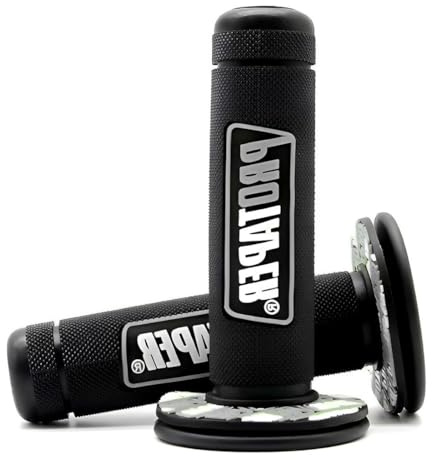 KEPYATI Moto Dirt Pit Bicicleta 7/8Inch Manillar De Goma Para Ciclomotor,Punos Para Scooter Agarraderas Moto Para Manillar De Motos De Cross, Pitbike, Antideslizante Y Duradero (Negro Y Gris)