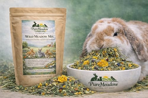 PureMeadow Premium Wild Meadow Mix, Kaninchenfutter, 4kg, Naturfutter für Kaninchen, zwergkaninchen, Hasen Futter, deukanin kaninchenfutter