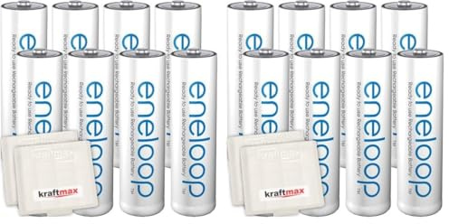 16er Pack Panasonic Eneloop AA/Mignon Akkus - Neueste Generation - Hochleistungs Akku Batterien in Kraftmax Akkuboxen V5