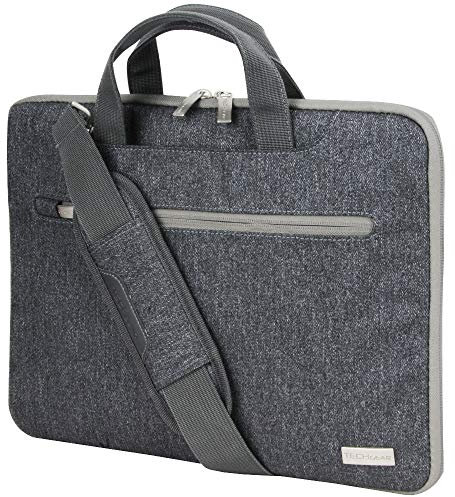 TECHGEAR Tasche für 12,8-13,3 Laptops - Tragbare Multifunktions Laptop hülle mit verstellbarem Schultergurt, Gepäckriemen und unterdrückbaren Griffen, Tragbarer Organizer Case mit Taschen - Grau