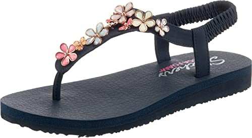 Skechers Damen Meditation Glass Daisy Slingback Sandalen, Navy Mitobuck Rhinestone Trim, 37 EU