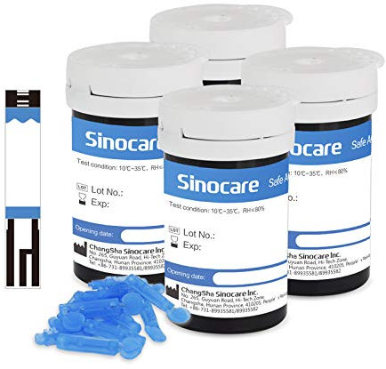 sinocare Safe AQ Angel Diabetes Strips/Blood Glucose Test Strips Require No Code x 100 pcs (Only for sinocare Safe AQ Angel Blood Glucose Monitor)