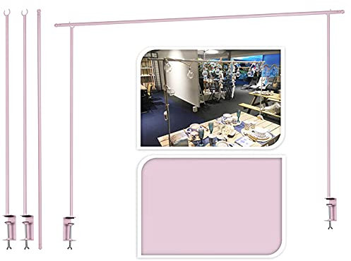 URBNLIVING 240cm Metal Over Table Hanging decoration Display Rod Rail Pole With Clamp (Pink)
