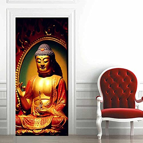 Türtapete Selbstklebend 80X200 Buddha Türtapete Selbstklebend Türposter ,Fototapete Selbstklebend 3D Pvc Türaufkleber Diy Türbild,Türfolie Poster Tapete