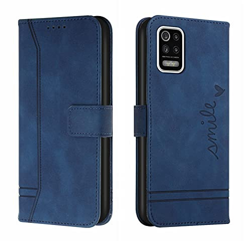 QIWEIQING Kompatibel mit Handyhülle für LG K52 5G Hülle Leder, LG K42 Klapphülle Handytasche Case für LG K52 5G / K42 / K62 Handy Hüllen,Blue HX