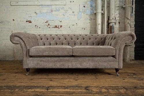 JVmoebel Sofa Luxus Textil Chesterfield Couch Sofas Polster 3 Sitzer Garnitur Grau Samt