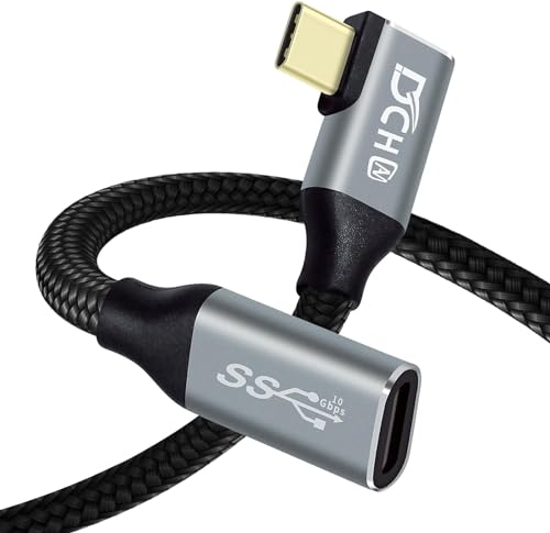 DCHAV 100W USB C to USB C Cable Male Female 10Gbps Data Transfer 4K Video Output Fast Charging 90 Degree 3.1 Gen 2 PD 20V 5A Nylon Braided for Phone Tablet Laptop (1M)