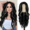 testar 28 Zoll Lange Schwarze Perücken Für Frauen Blonde Highlights Gewellte Lockige Perücke Mittelteil Natürliche Leimlose Synthetische Perücke Für Den Täglichen Partygebrauch